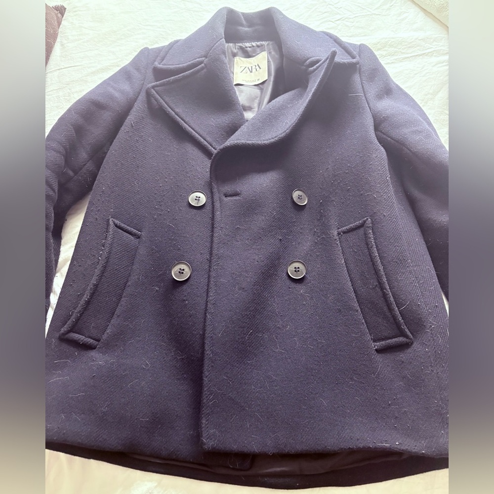 Zara Women's Navy Pea Coat